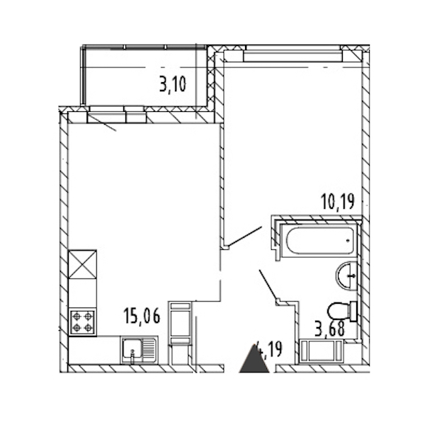 1-комнатная квартира 33.12 м², 17/17 эт., ЖК «Новые горизонты 2»